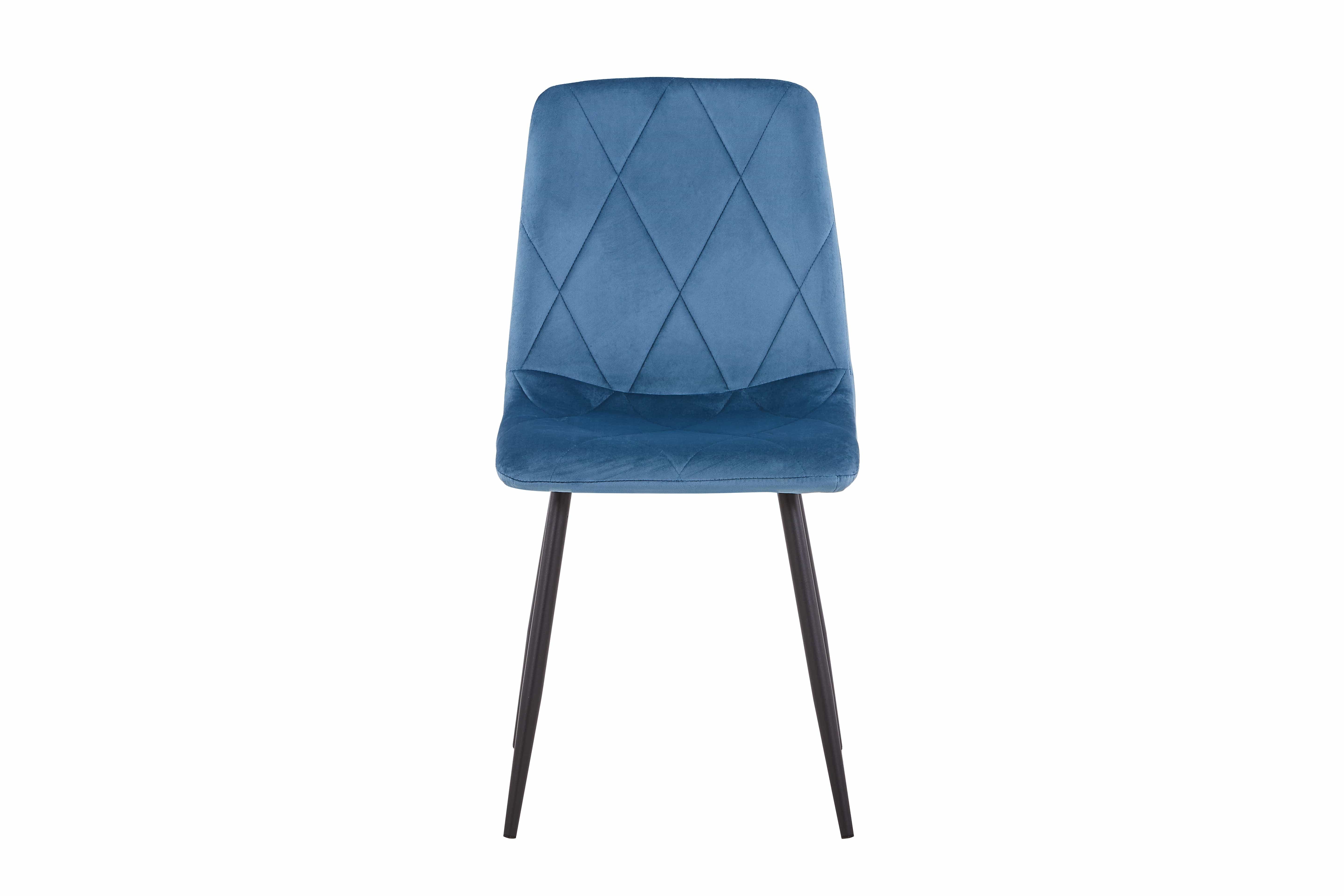 Set 4 scaune tapitate cu stofa si picioare metalice albastru / negru, Sydney 45x41xh88 cm, dumonde ROM