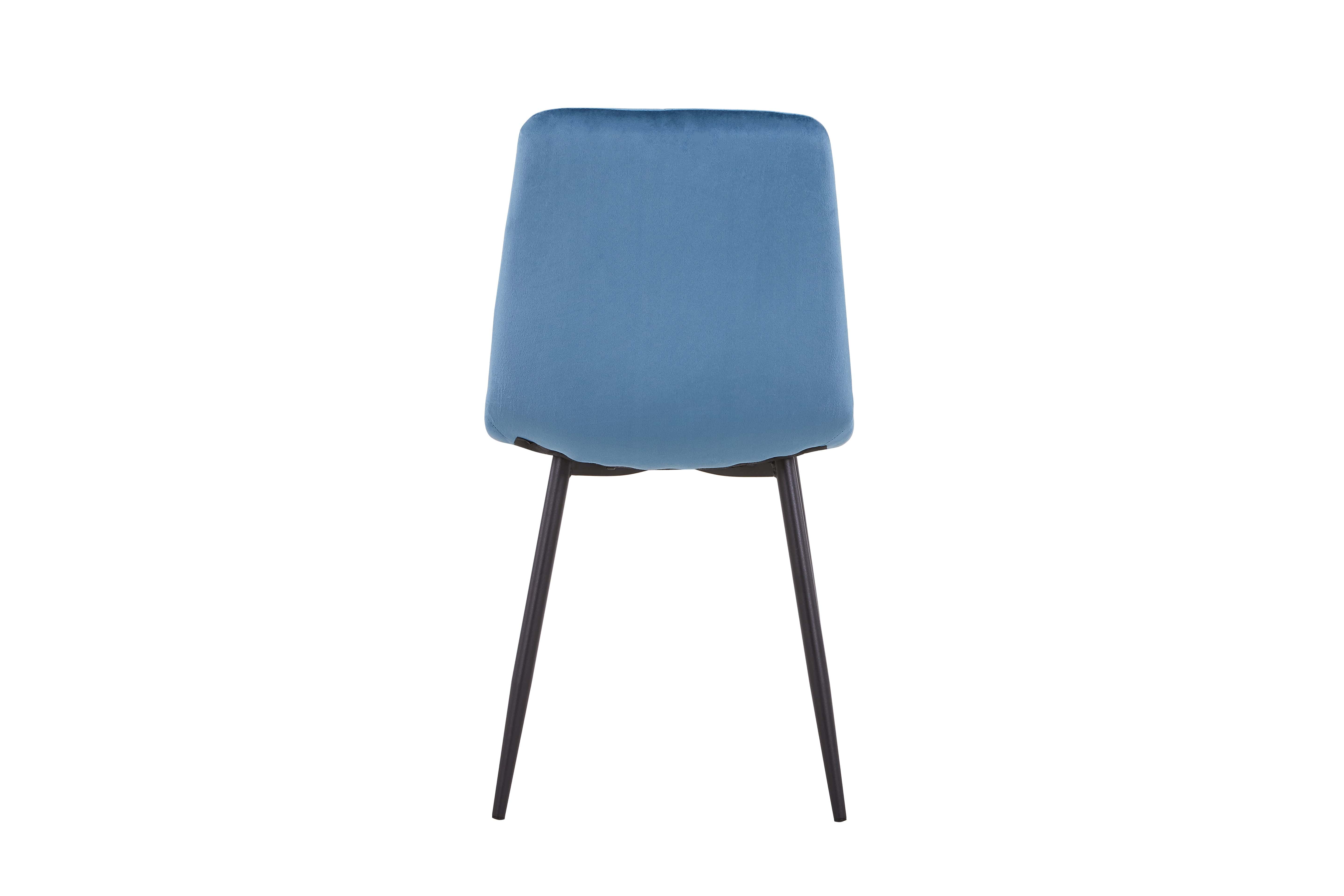 Set 4 scaune tapitate cu stofa si picioare metalice albastru / negru, Sydney 45x41xh88 cm, dumonde ROM