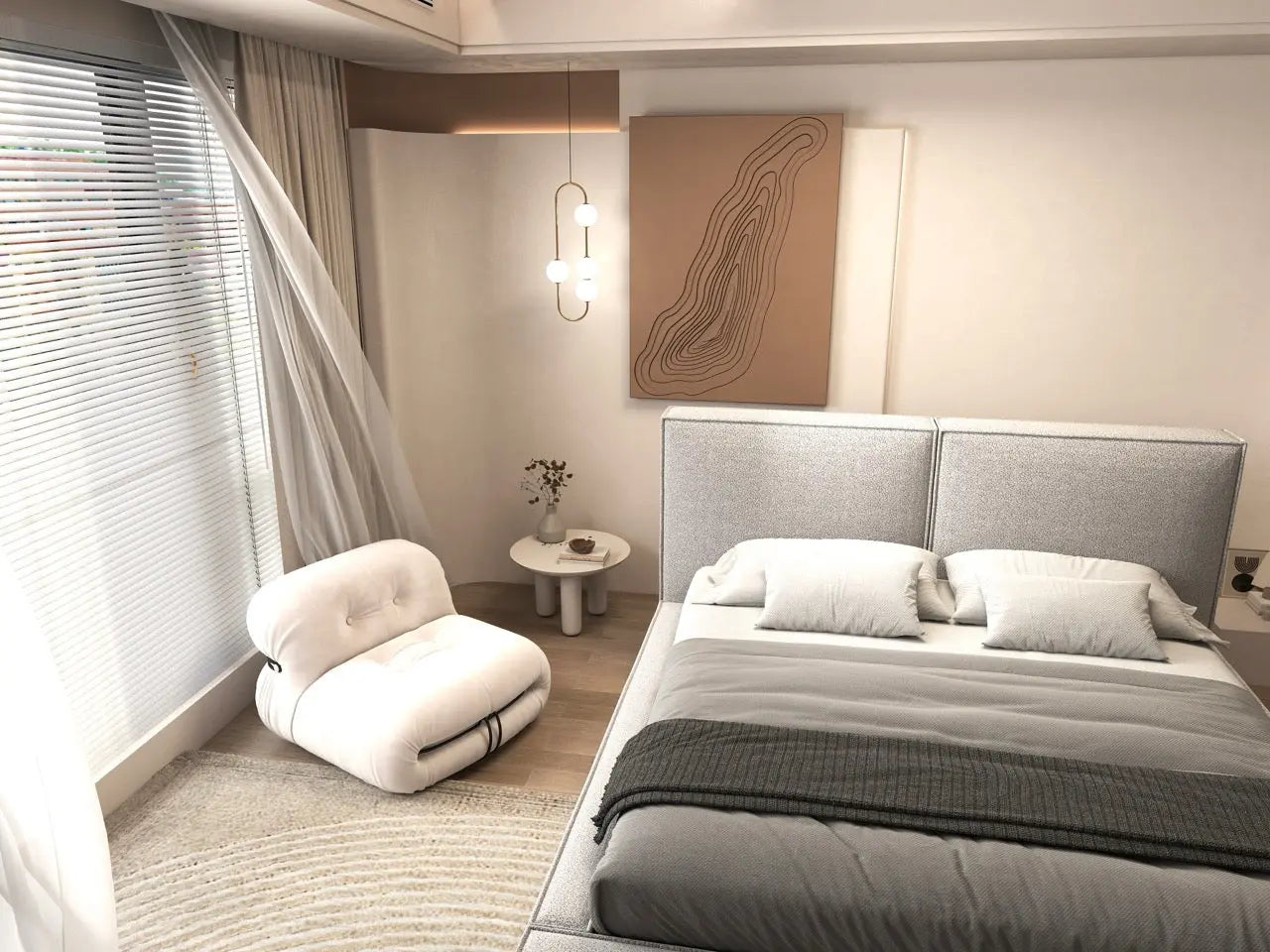 Pat dormitor dumonde, tapitat gri, Dreamer 160x200 cm, somiera rabatabila inclusa, spatiu depozitare WLS