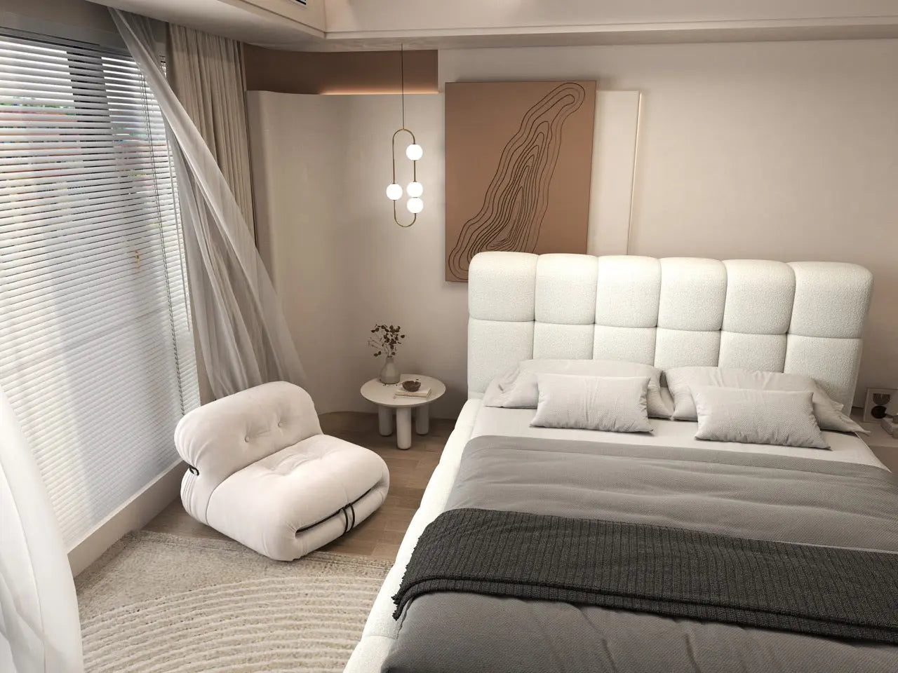 Pat dormitor dumonde, tapitat alb, Lorenzo 160x200 cm, somiera rabatabila inclusa, spatiu depozitare WLS