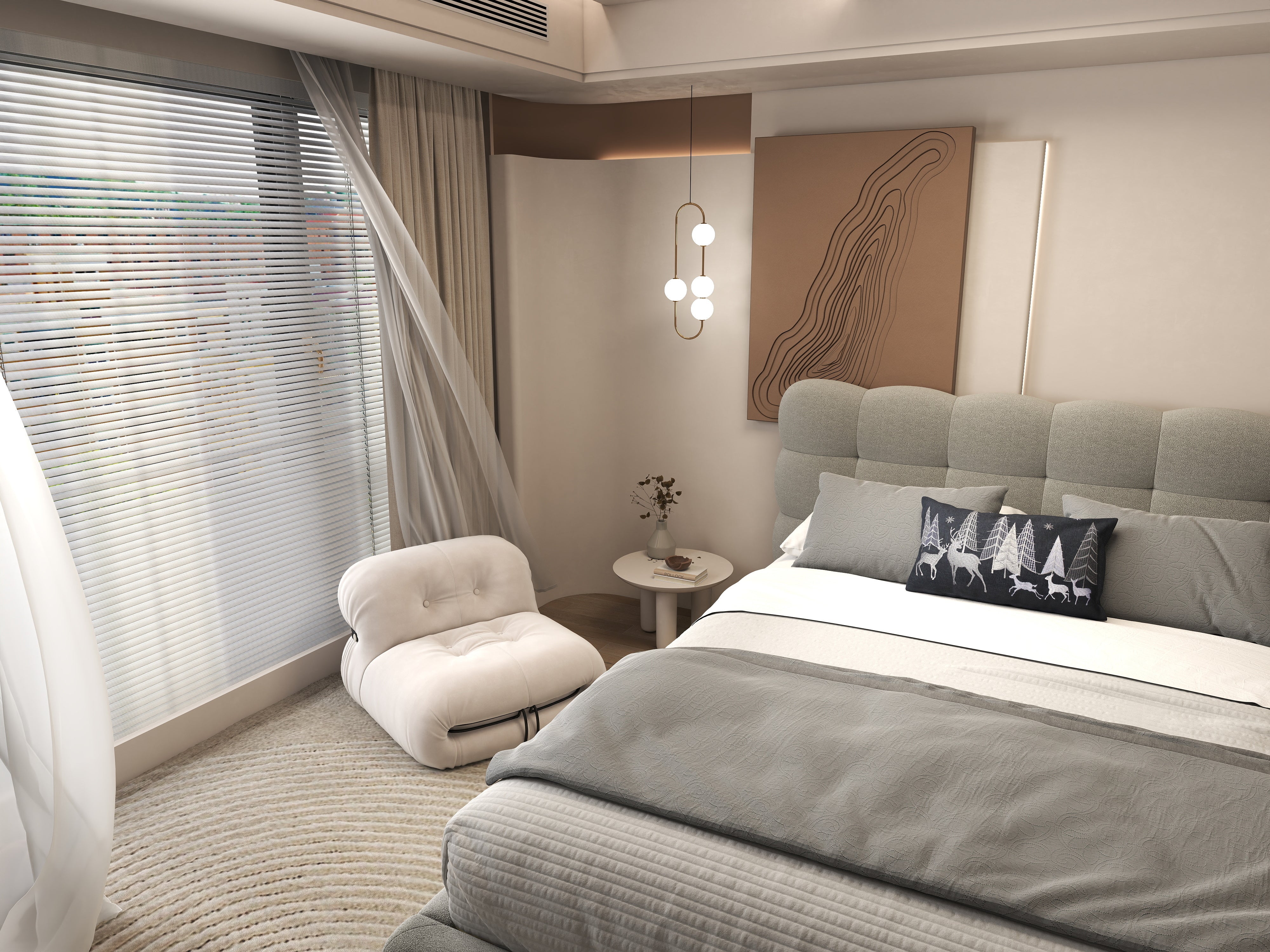 Pat dormitor dumonde, tapitat gri cu LED, "floating bed" Cloud 160x200 cm, somiera inclusa WLS