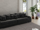 Canapea extensibilă dumonde cu 2 lăzi de depozitare si sezut confortabil din spuma HR, Big Sofa Verona Madagaskar Black 310x100 cm Fabrica