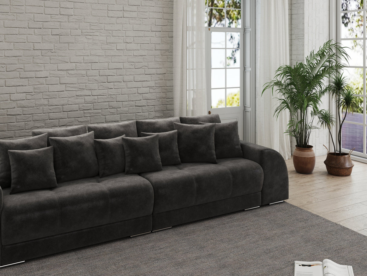 Canapea extensibilă dumonde cu 2 lăzi de depozitare si sezut confortabil din spuma HR, Big Sofa Verona Tobago Anthracit 310x100 cm Fabrica