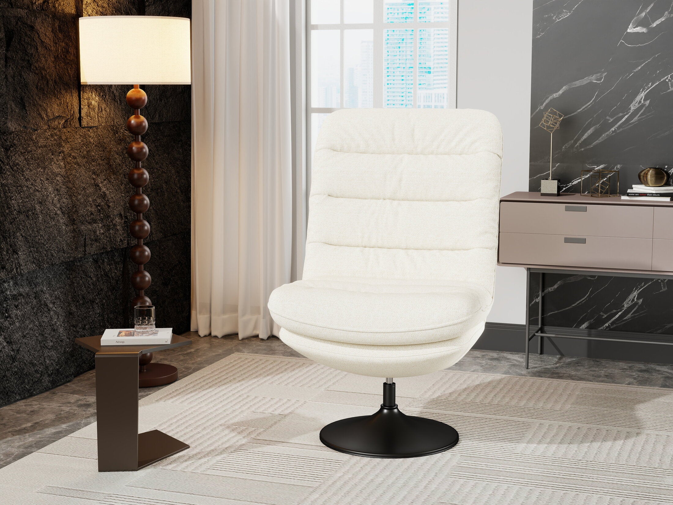 Fotoliu dumonde tapitat Bej modern Cortéz 77x83cm