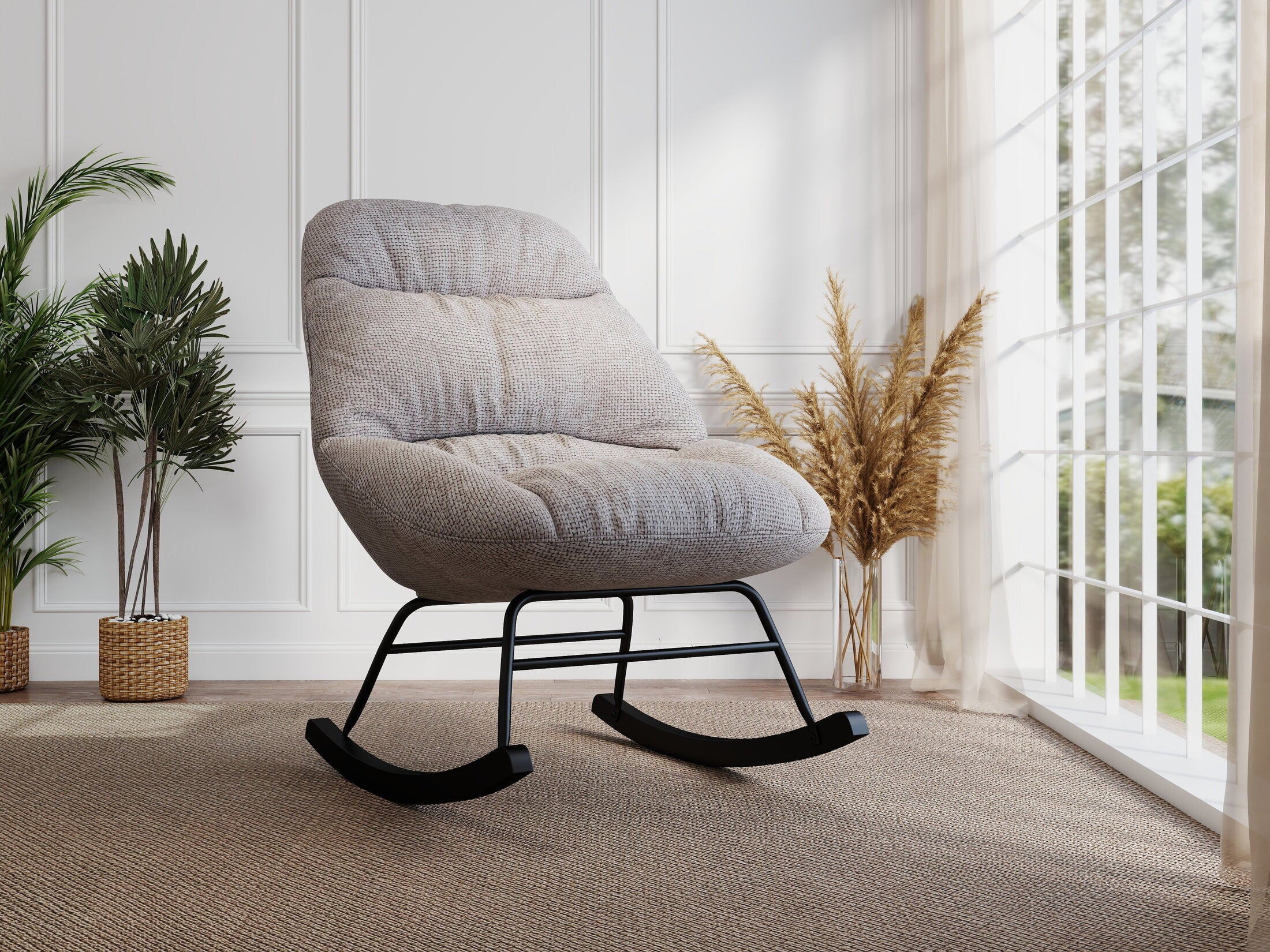 Fotoliu dumonde tapitat Bej modern Marqis 71x83cm