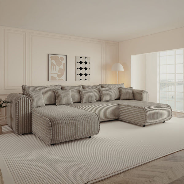 Colțar extensibil dumonde în formă de U cu ladă de depozitare Monaco U Tilia Capucino 390x190 cm