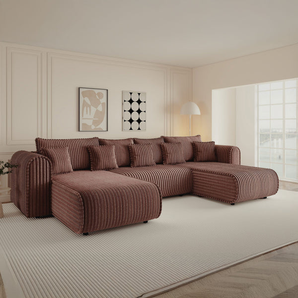 Colțar extensibil dumonde în formă de U cu ladă de depozitare Monaco U Tilia Roz 390x190 cm