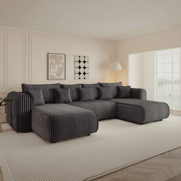 Colțar extensibil dumonde în formă de U cu ladă de depozitare Monaco U Tilia Grafit 390x190 cm