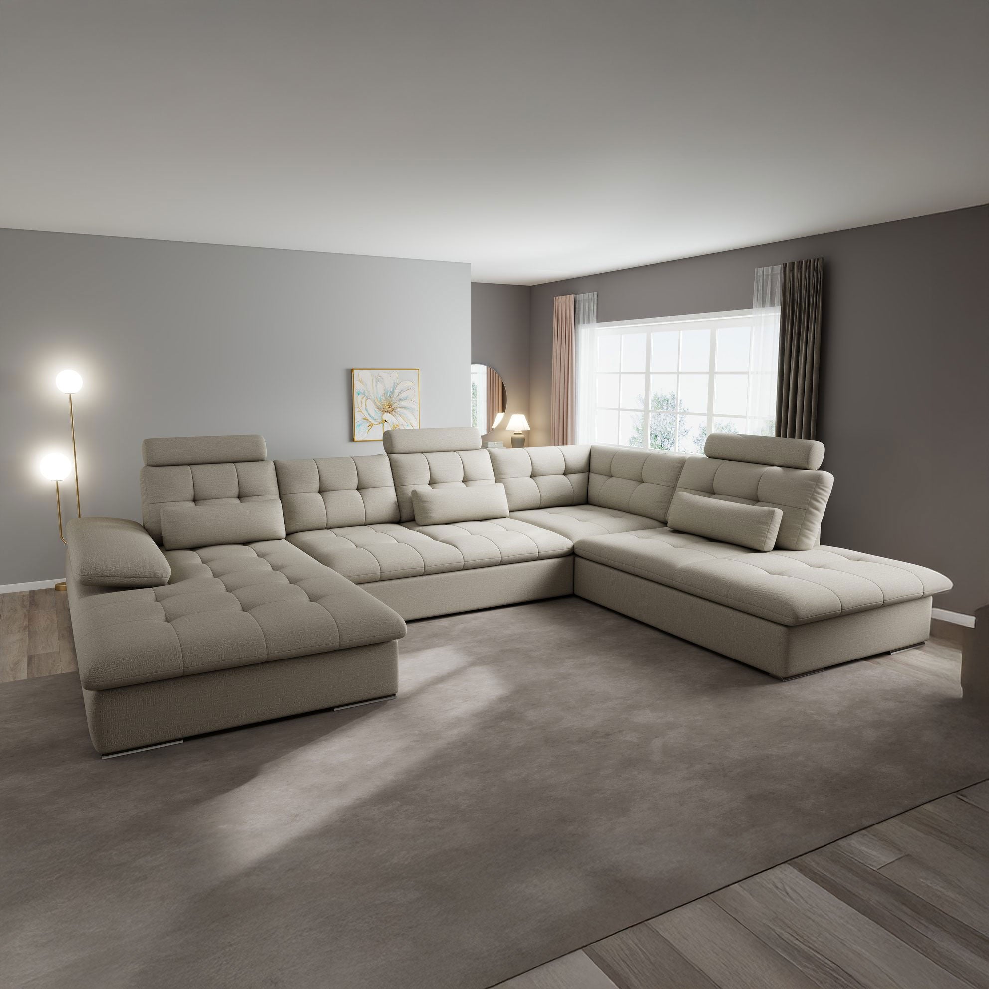 Colțar dumonde fix cu șezut confortabil din spumă High-Density, Merkur bej 18 324x218 cm