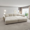 Canapea dumonde fixă cu șezut confortabil din spumă High-Density, Nelia cremona bej 252x155 cm