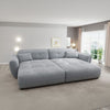 Canapea dumonde fixă cu șezut confortabil din spumă High-Density, Nelia cremona gri-albastrui 252x155 cm