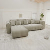 Colțar extensibil dumonde cu ladă de depozitare si sezut confortabil din spuma high-density, Monaco XL Tilia Capucino 340x185 cm