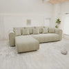 Colțar extensibil dumonde cu ladă de depozitare si sezut confortabil din spuma high-density, Monaco XL Tilia Bej 340x185 cm