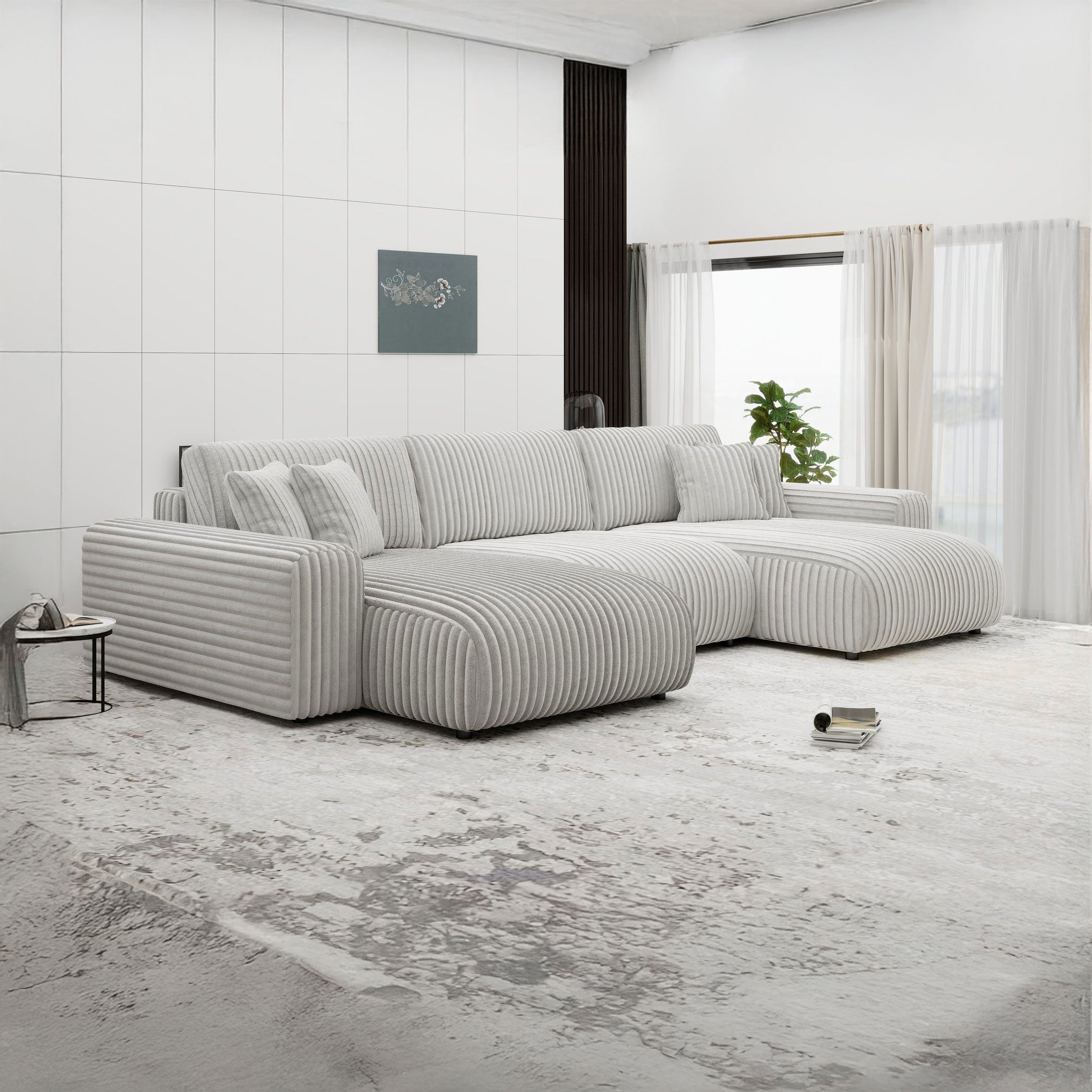 Colțar dumonde fix cu șezut confortabil din spumă High-Density, Sarina Vito gri 350x168 cm