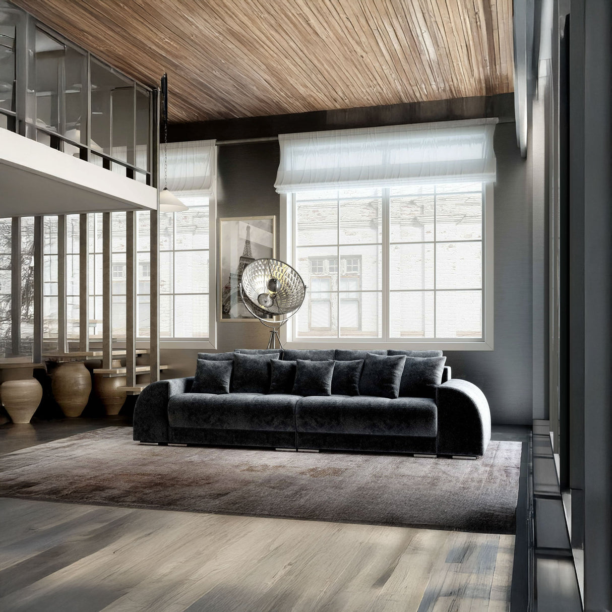 Canapea extensibilă dumonde cu 2 lăzi de depozitare si sezut confortabil din spuma HR, Verona Euphoria Gri Grafit 310x100 cm Fabrica