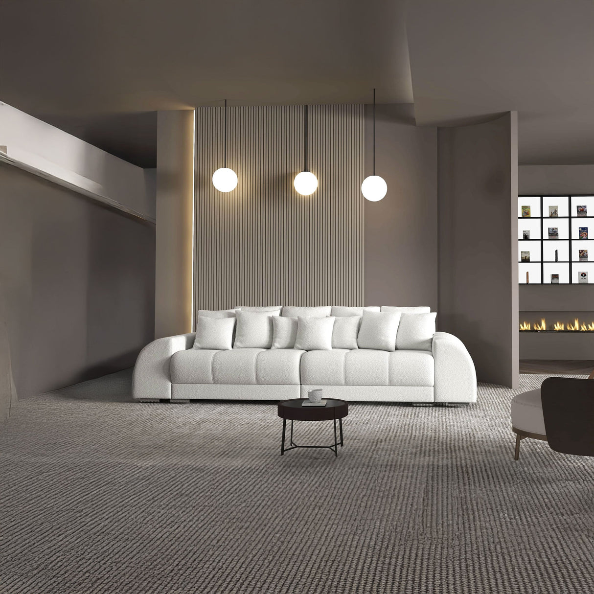 Canapea extensibilă dumonde cu 2 lăzi de depozitare si sezut confortabil din spuma HR, Verona Euphoria Ivory 310x100 cm Fabrica
