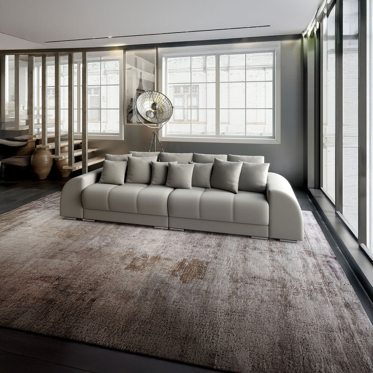 Canapea extensibilă dumonde cu 2 lăzi de depozitare si sezut confortabil din spuma HR, Verona Royal Grey 310x100 cm Fabrica