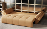 Canapea extensibilă dumonde cu ladă de depozitare si sezut confortabil din spuma HR, Berlin Mango 250x100 cm Fabrica