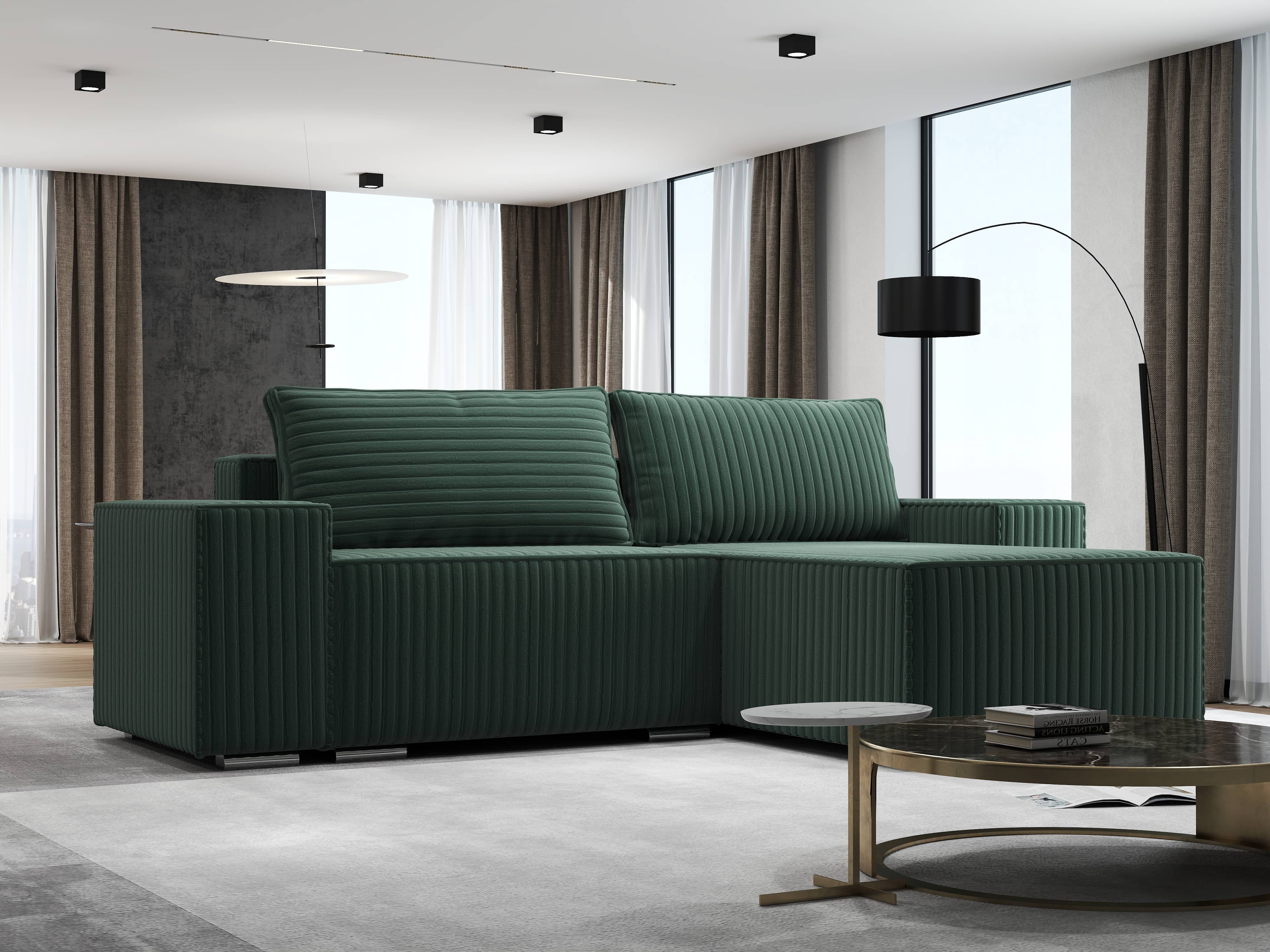 Colțar extensibil dumonde cu ladă de depozitare si sezut confortabil din spuma HR, Dream Ambience Verde 290x185 cm II Fabrica