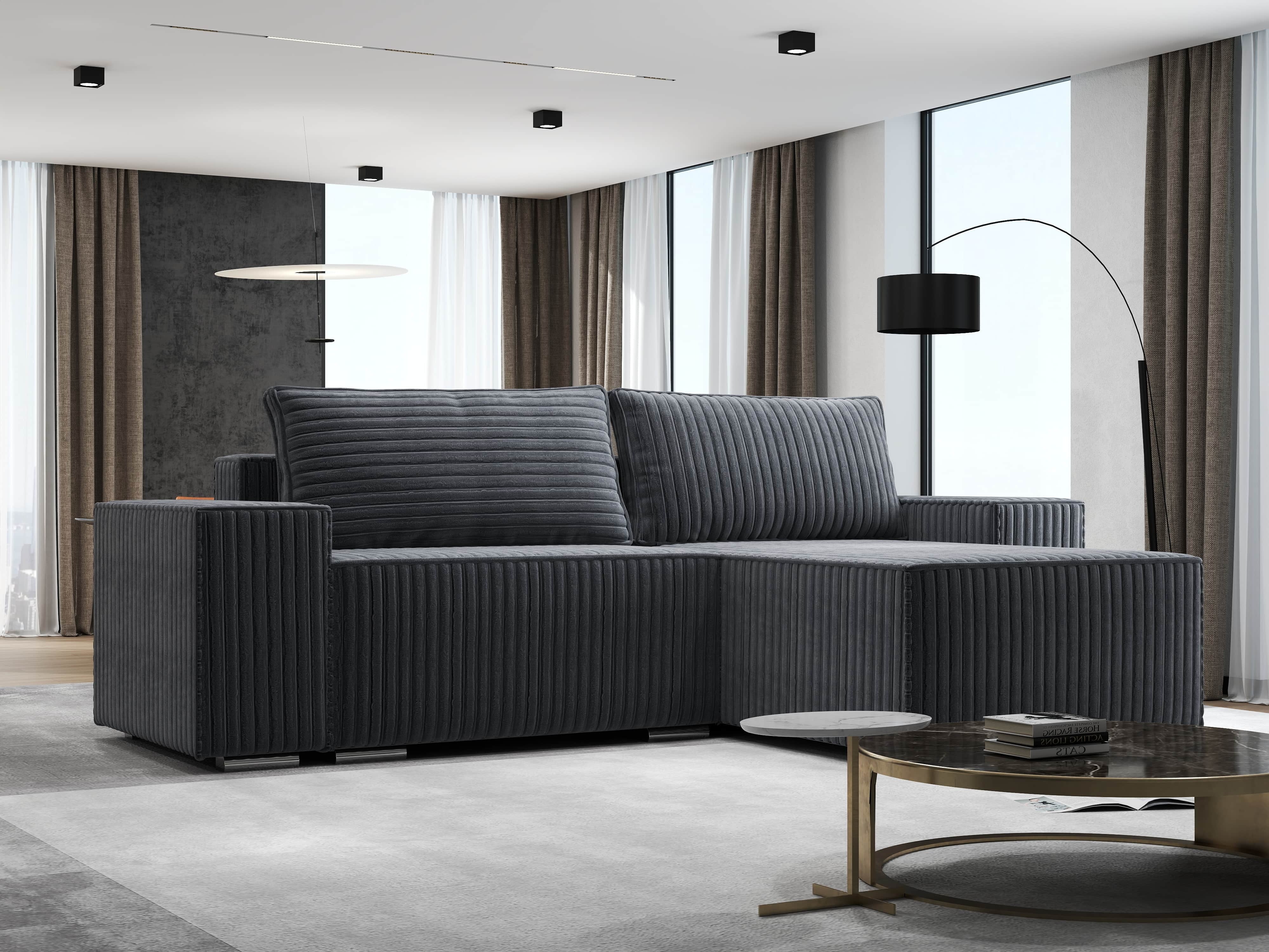 Colțar extensibil dumonde cu ladă de depozitare si sezut confortabil din spuma HR, Dream Ambience Gri 290x185 cm II Fabrica