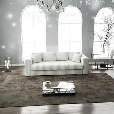 Canapea extensibilă dumonde cu ladă de depozitare si sezut confortabil din spuma HR, Gloria Ambience White 240x100 cm Fabrica