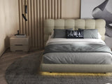 Pat dormitor dumonde, tapitat bej cu LED, "floating bed" Cloud 160x200 cm, somiera inclusa