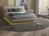 Pat dormitor dumonde, tapitat bej cu LED, "floating bed" Cloud 160x200 cm, somiera inclusa