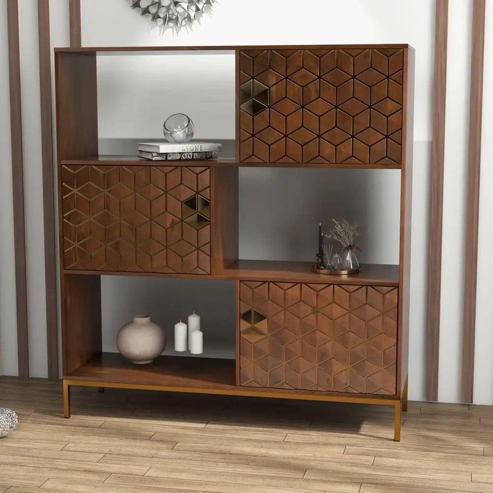 Vitrina din lemn masiv, Mezani, 130x40xh142 cm, dumonde