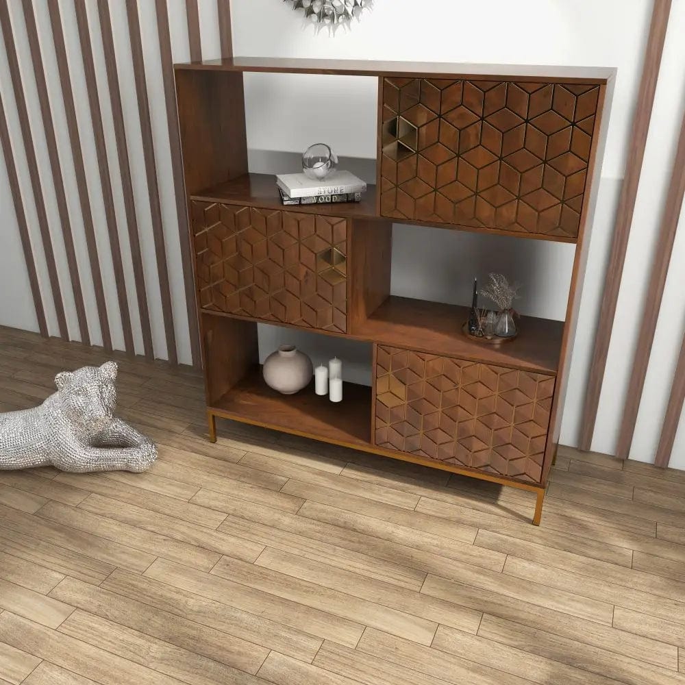 Vitrina din lemn masiv, Mezani, 130x40xh142 cm, dumonde