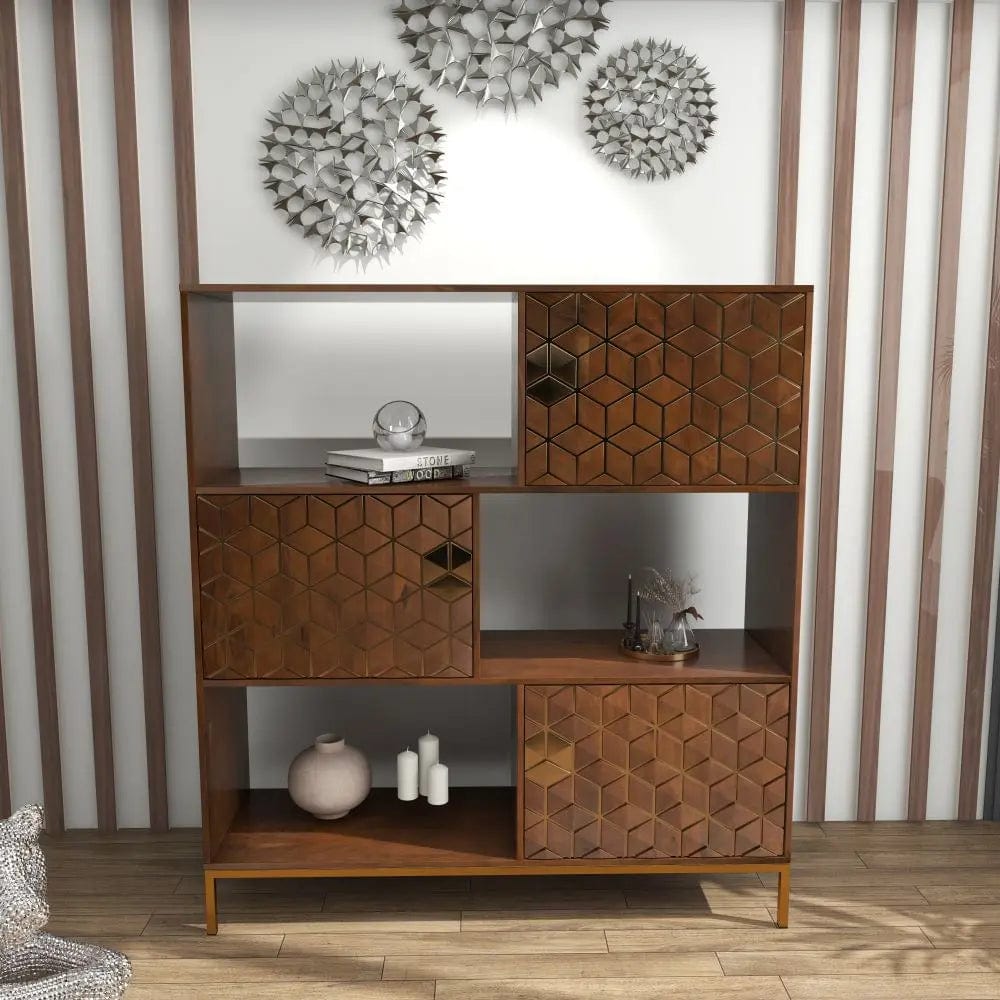 Vitrina din lemn masiv, Mezani, 130x40xh142 cm, dumonde