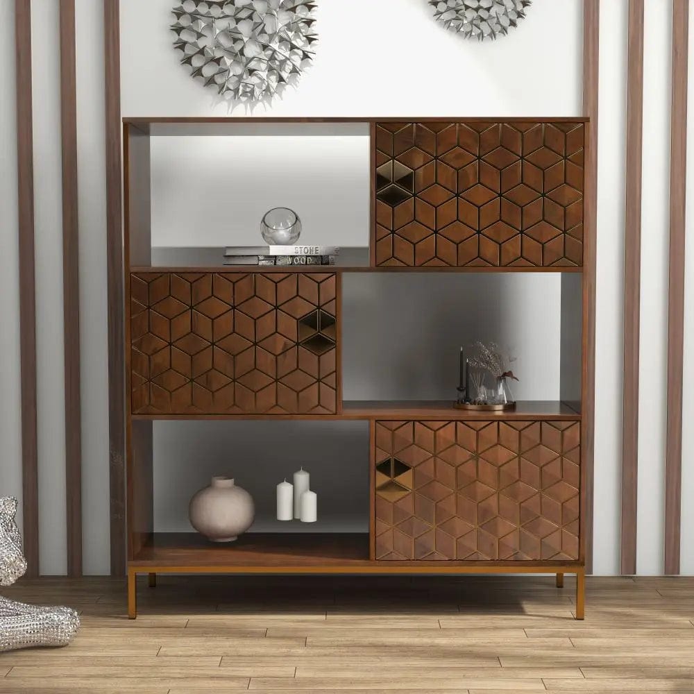 Vitrina din lemn masiv, Mezani, 130x40xh142 cm, dumonde