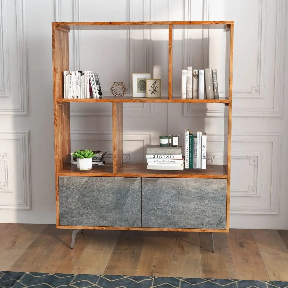 Vitrina din lemn masiv placat cu piatra, Heritage, 115x40xh150 cm, dumonde