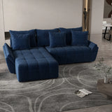 Colțar extensibil dumonde cu ladă de depozitare si sezut confortabil din spuma HR, Berlin Zoom Bluemarin 280x185 cm