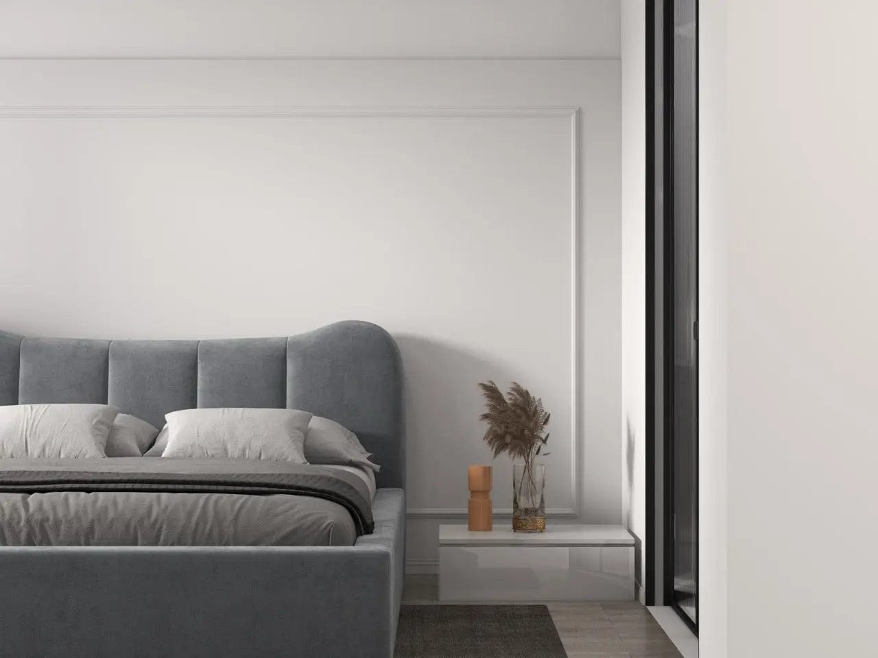 Pat dormitor tapitat gri, Albani 160x200 cm, somiera rabatabila inclusa, spatiu depozitare