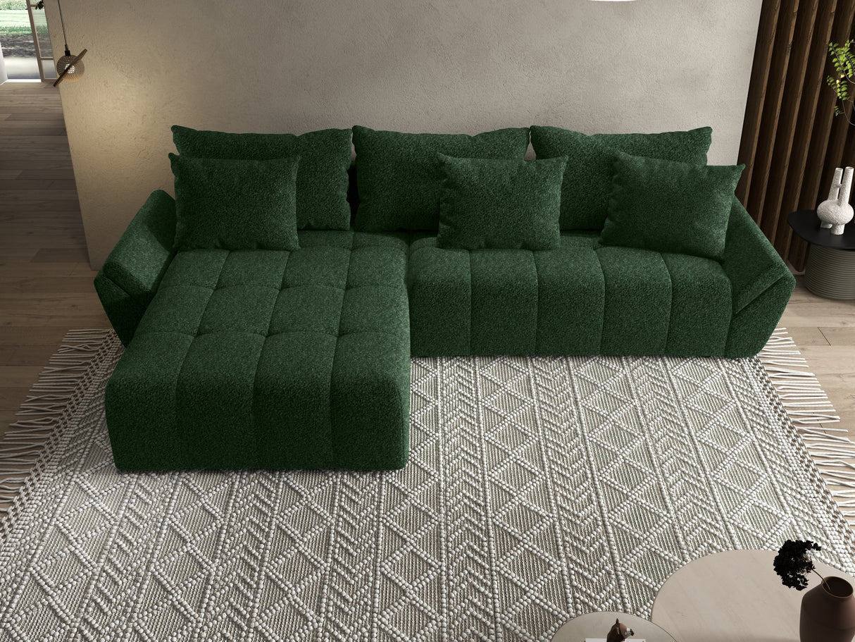 Colțar extensibil dumonde cu ladă de depozitare si sezut confortabil din spuma HR, Berlin Verde Ambience 280x185 cm