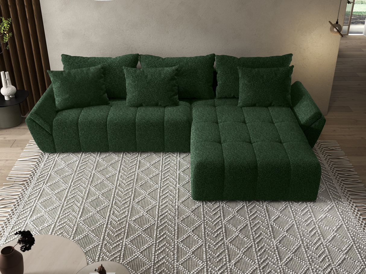 Colțar extensibil dumonde cu ladă de depozitare si sezut confortabil din spuma HR, Berlin Verde Ambience 280x185 cm II