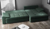 Colțar extensibil dumonde cu ladă de depozitare si sezut confortabil din spuma HR, Leonardo Ambience Verde 255x193 cm II