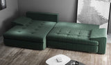Colțar extensibil dumonde cu ladă de depozitare si sezut confortabil din spuma HR, Leonardo Ambience Verde 255x193 cm