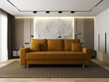 Canapea extensibilă dumonde cu ladă de depozitare si sezut confortabil din spuma HR, Kronos Ambience Mustar 210x100 cm fabrica