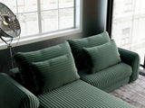 Colțar extensibil dumonde cu ladă de depozitare si sezut confortabil din spuma HR, Denver Ambience Verde 275x185 cm Fabrica