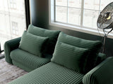 Colțar extensibil dumonde cu ladă de depozitare si sezut confortabil din spuma HR, Denver Ambience Verde 275x185 cm II Fabrica