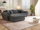 Colțar extensibil dumonde cu ladă de depozitare si sezut confortabil din spuma HR, Loana Gri Ambience 270x185 cm Fabrica