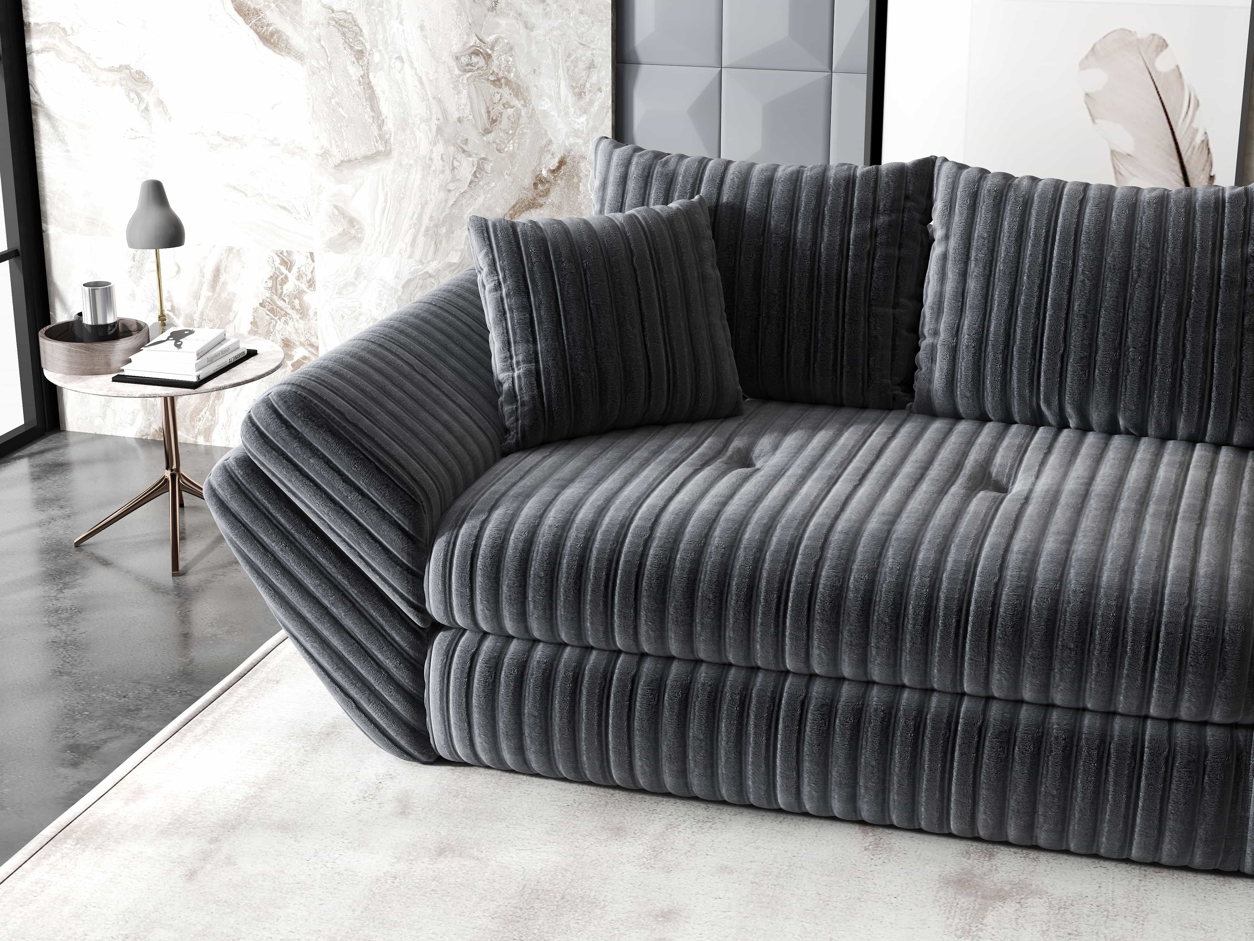 Canapea extensibilă dumonde cu ladă de depozitare si sezut confortabil din spuma HR, Loana Ambience Gri 300x100 cm Fabrica