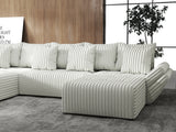 Colțar extensibil dumonde cu ladă de depozitare si sezut confortabil din spuma HR, Berlin U Ambience Bej 380x180 cm Fabrica