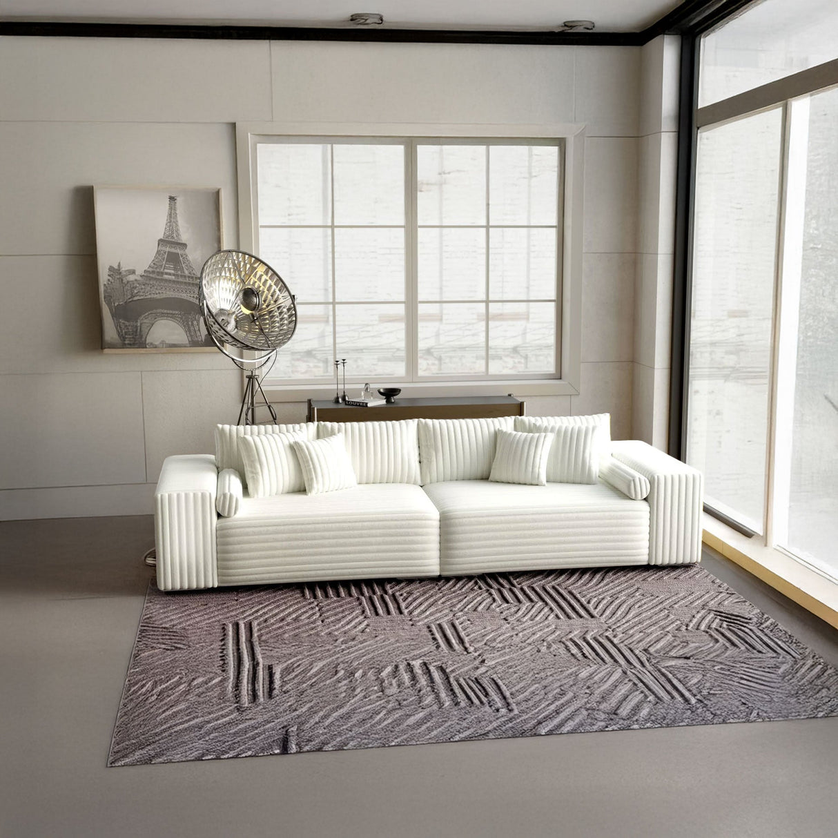 Canapea extensibilă dumonde cu ladă de depozitare si sezut confortabil din spuma HR, Marbela Ambience White XXL 295x100 cm fabrica