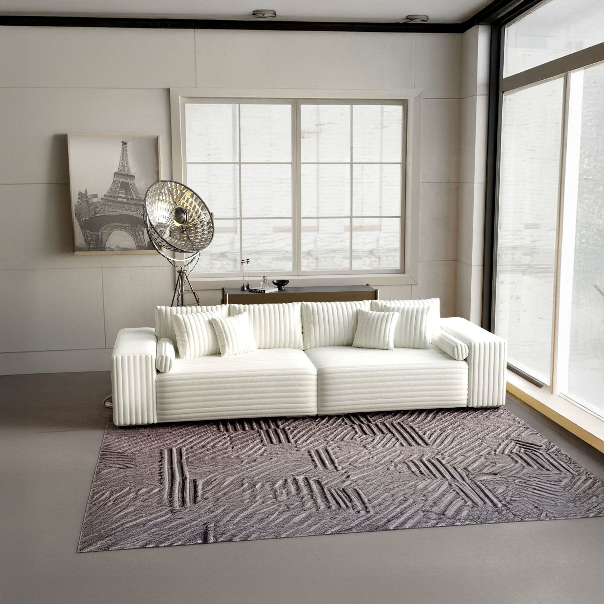 Canapea extensibilă dumonde cu ladă de depozitare si sezut confortabil din spuma HR, Marbela Ambience White XXL 295x100 cm fabrica