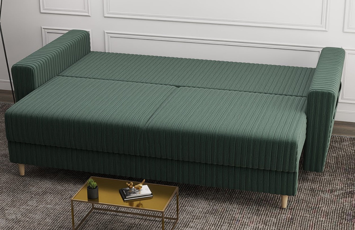 Canapea extensibilă dumonde cu ladă de depozitare si sezut confortabil din spuma HR, Summer Ambience Verde 225x100 cm