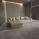 Colțar extensibil dumonde cu ladă de depozitare si sezut confortabil din spuma HR, Loana XL Enjoy Bej 335x185 cm Fabrica