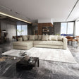 Colțar extensibil dumonde cu ladă de depozitare si sezut confortabil din spuma HR, Gloria Beige IV 320x183 cm Fabrica