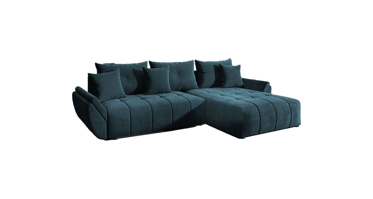 Colțar extensibil dumonde cu ladă de depozitare si sezut confortabil din spuma HR, Berlin Verde Petrol II 280x185 cm